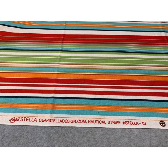 Dear Stella Nautical Stripe Cotton Fabric 24x12” Vibrant Multicolor Stripes Sewi - Picture 2 of 5